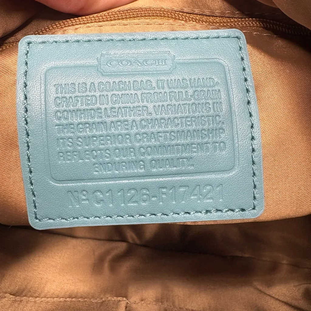 Coach Signature Patent Leather Hobo Shoulder Bag, Blue - Image 7