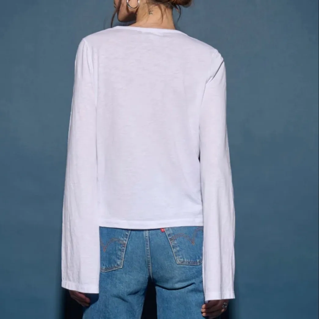 Nation LTD Lian Long Sleeve Top Size Large White Minimalist Casual Soft Basics - Image 2