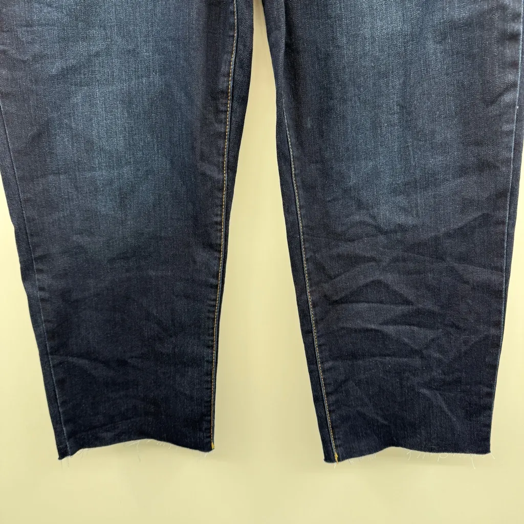 Seven7 High Rise Tower Straight Crop Raw Hem Denim Blue Jeans Sz 14 - Image 5