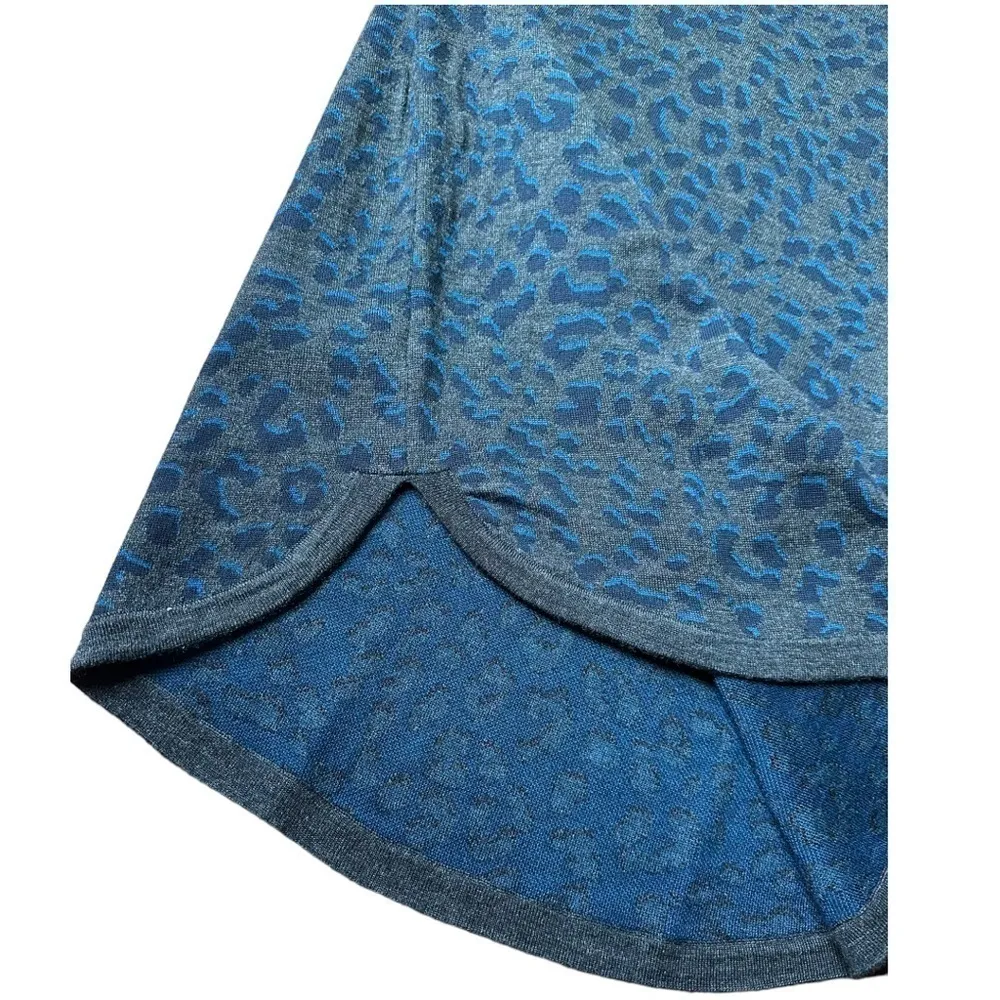 Ann Taylor LOFT Classic Grey Blue Leopard Knit Sweater Tunic Dress Petite Large - Image 11