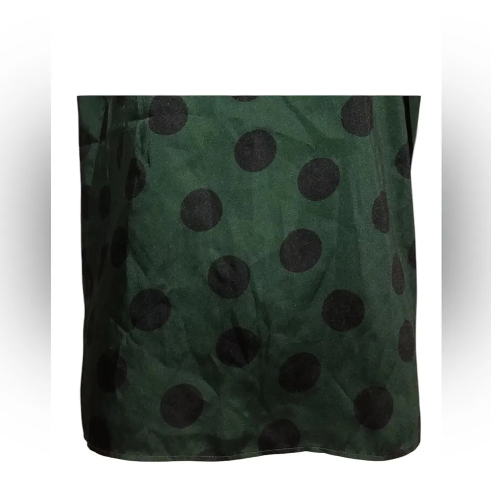 Green Polka Dot Top tie back‎ neck women’s top Zara sz medium - Image 3