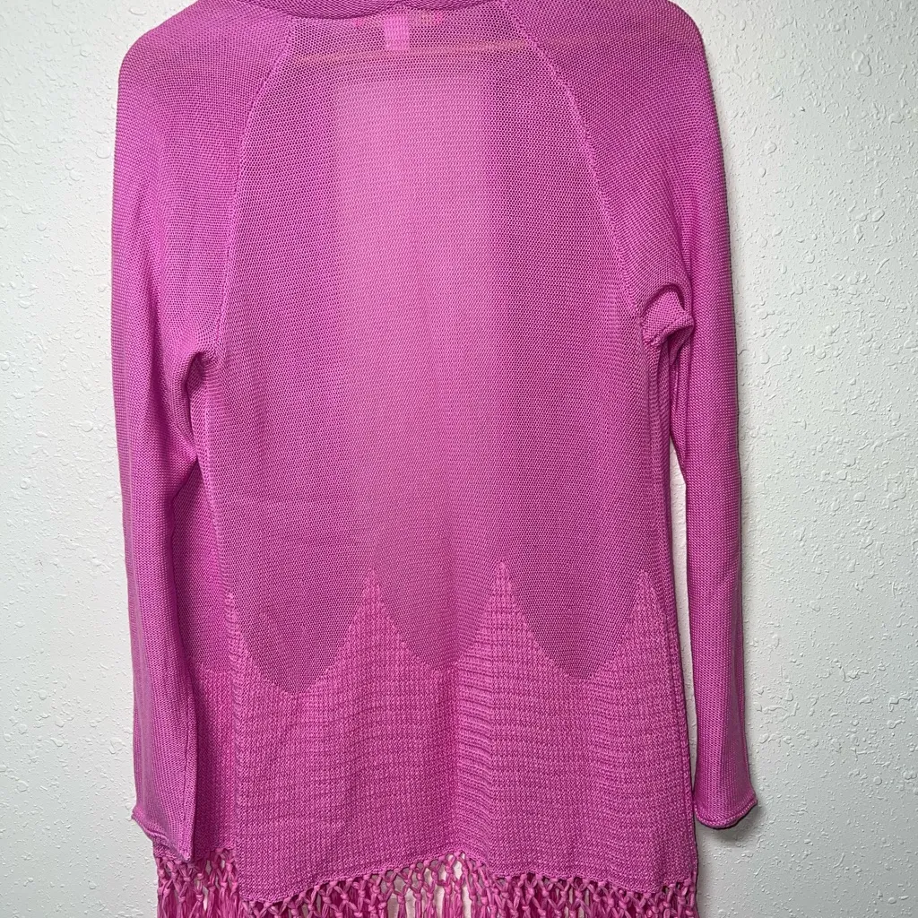 Lilly Pulitzer Pink Cardigan Sweater‎ with Fringe Detail - Image 2