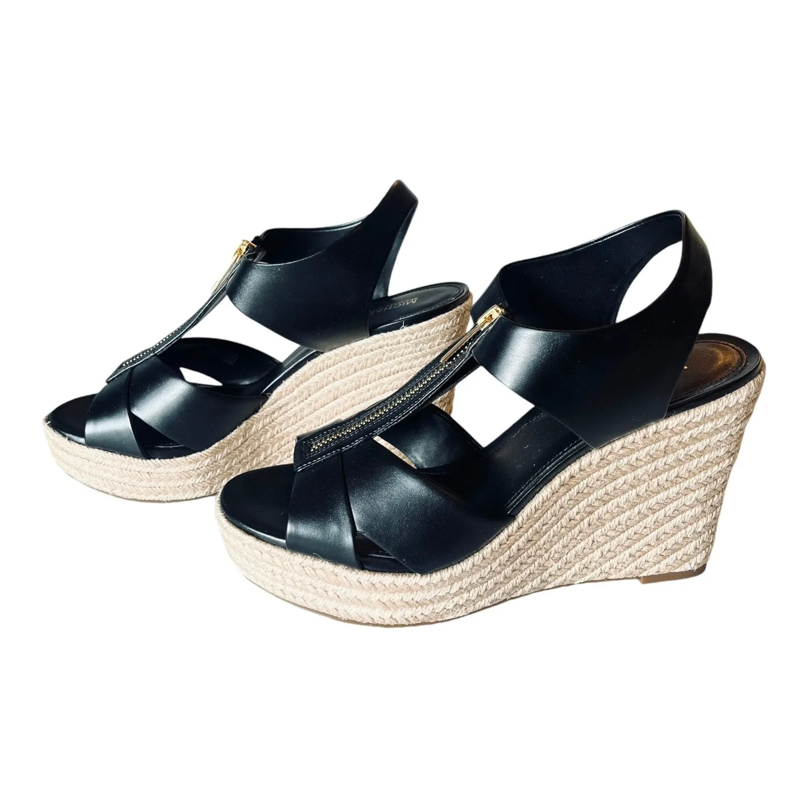 Michael Kors Roslyn Wedge Shoes Womens 10 Vegan Leather Zip Sandal Shoe Box New - Image 4