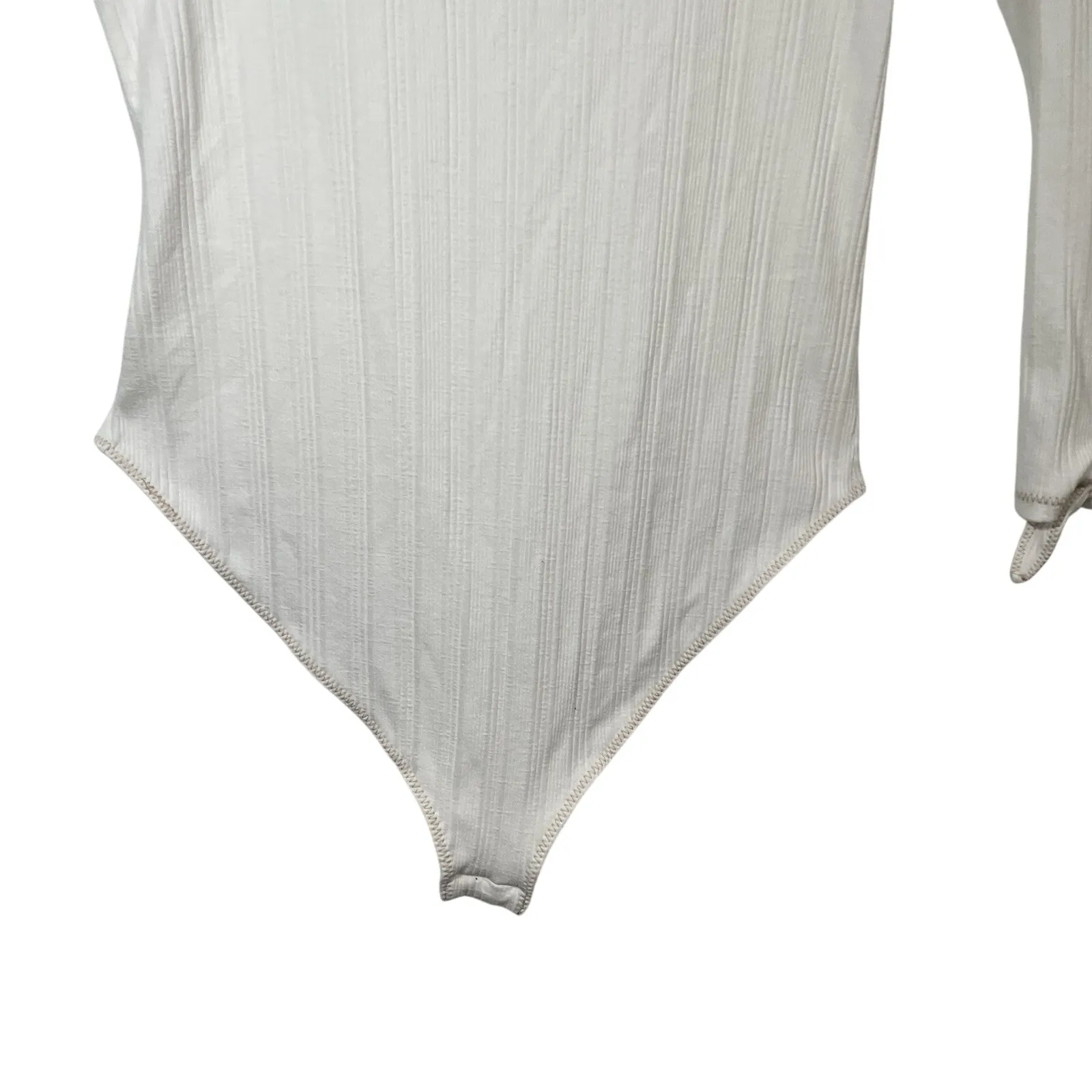 Free People Bodysuit Ribbed Knit‎ Square Neck Long Sleeve Top Large - Image 5