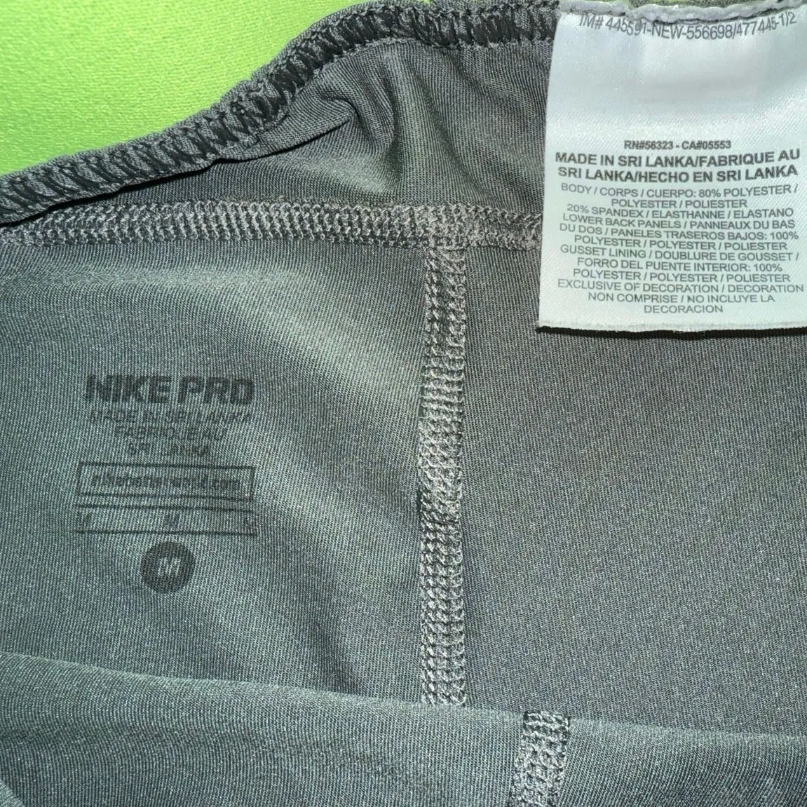 Nike pro Women's Hypercool Capri Mesh Panel Leggings Sz medium Gray Green drifit - Image 2