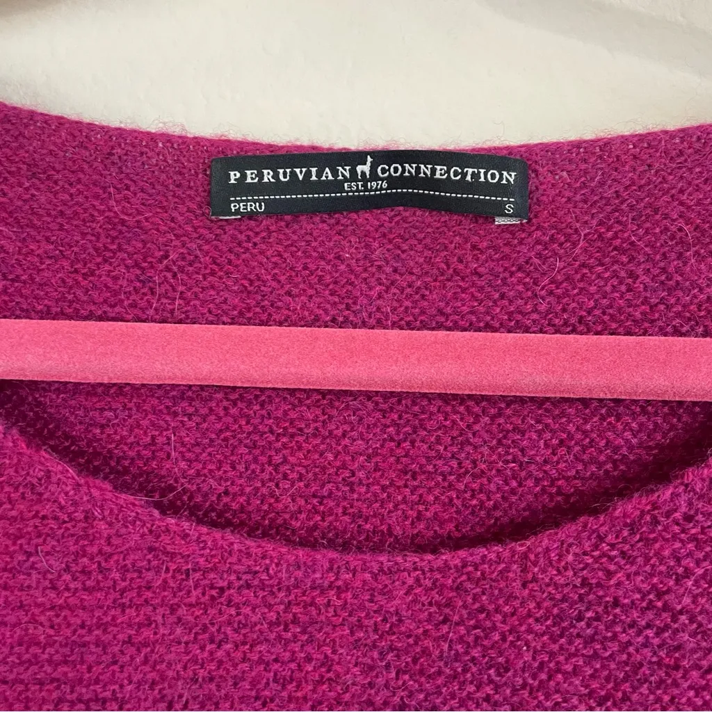 Peruvian Connection Pink Royal Alpaca Studio Pullover Sweater Size S - Image 4