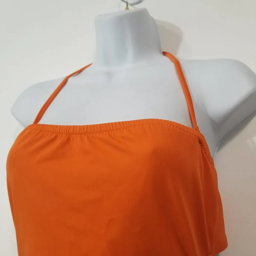 J. Crew One-piece Orange Swimsuit Halter Cutout Back - Image 2