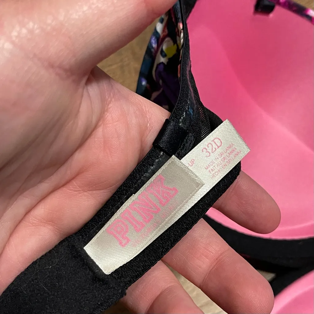 Pink Victoria's Secret Padded Tropical Chic Woman's Bra Size 32D - Image 5