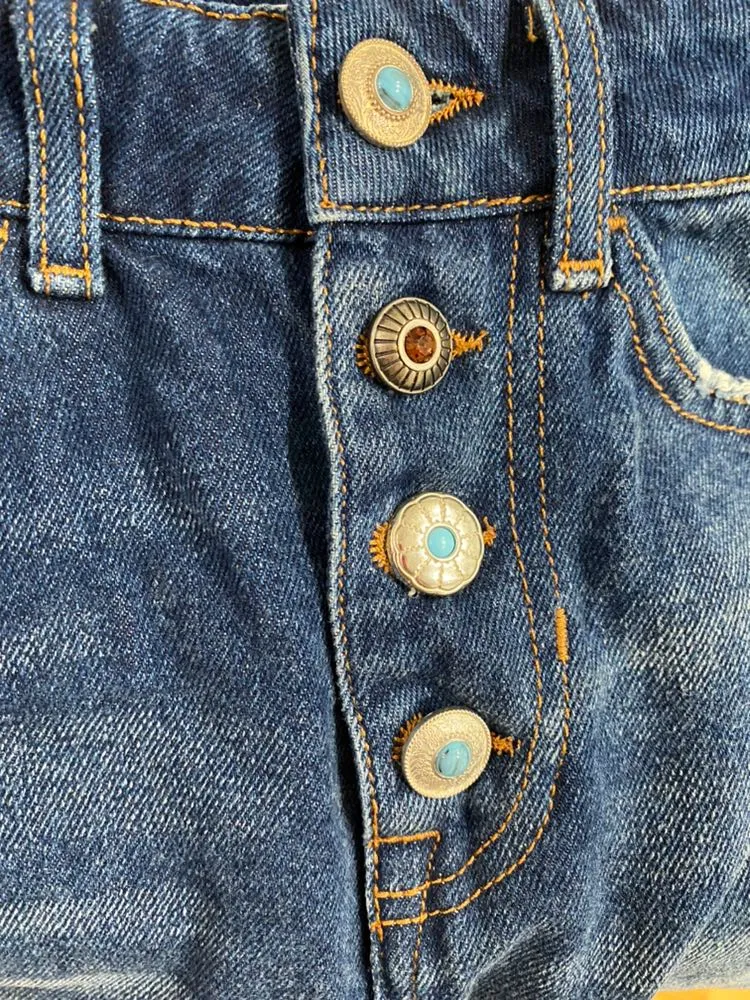 ZARA Vintage Denim Mini Skirt w/ Detailed Buttons - Image 3