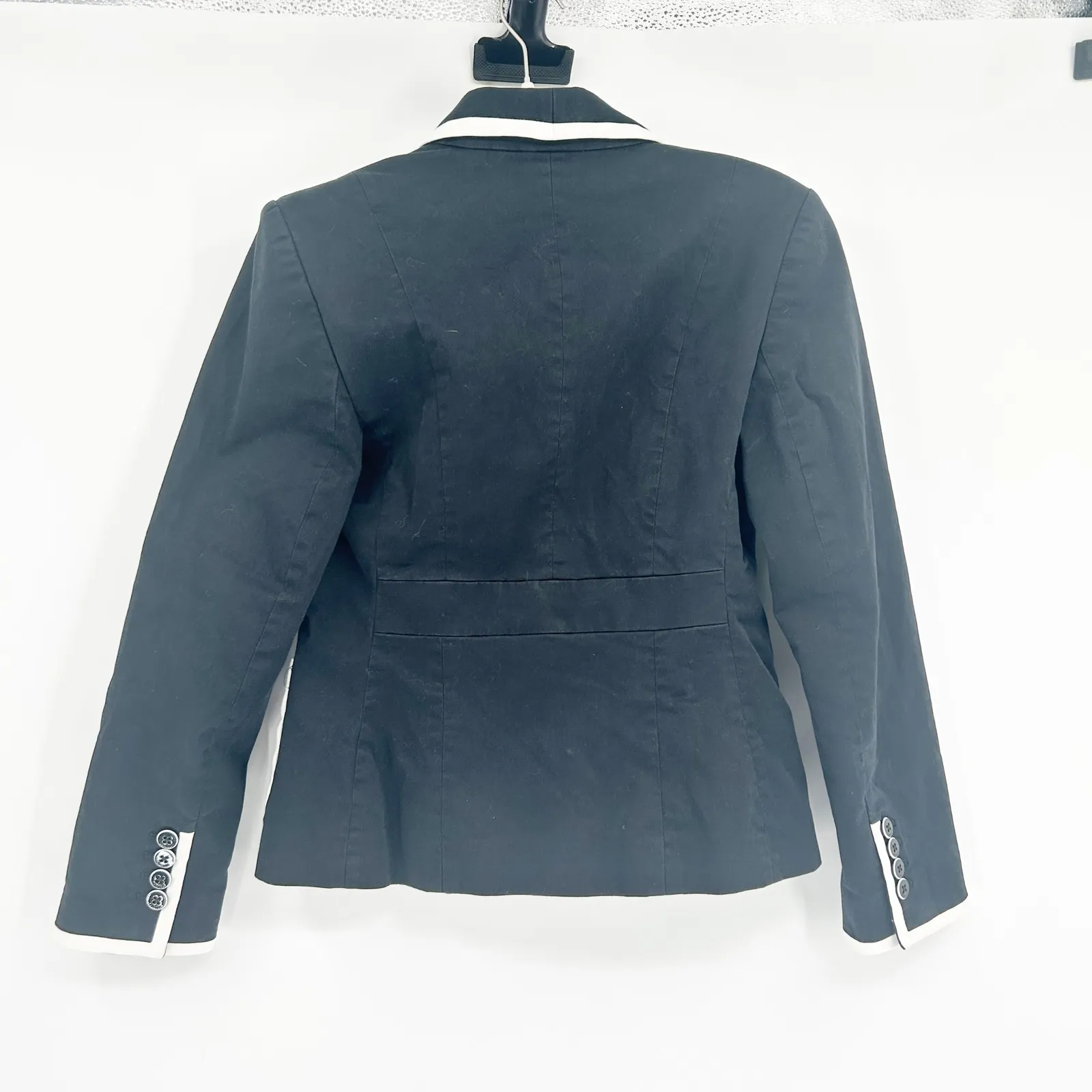 Express Womens Dark Academia Preppy Black White Trim Career Blazer Jacket Size 6 - Image 7