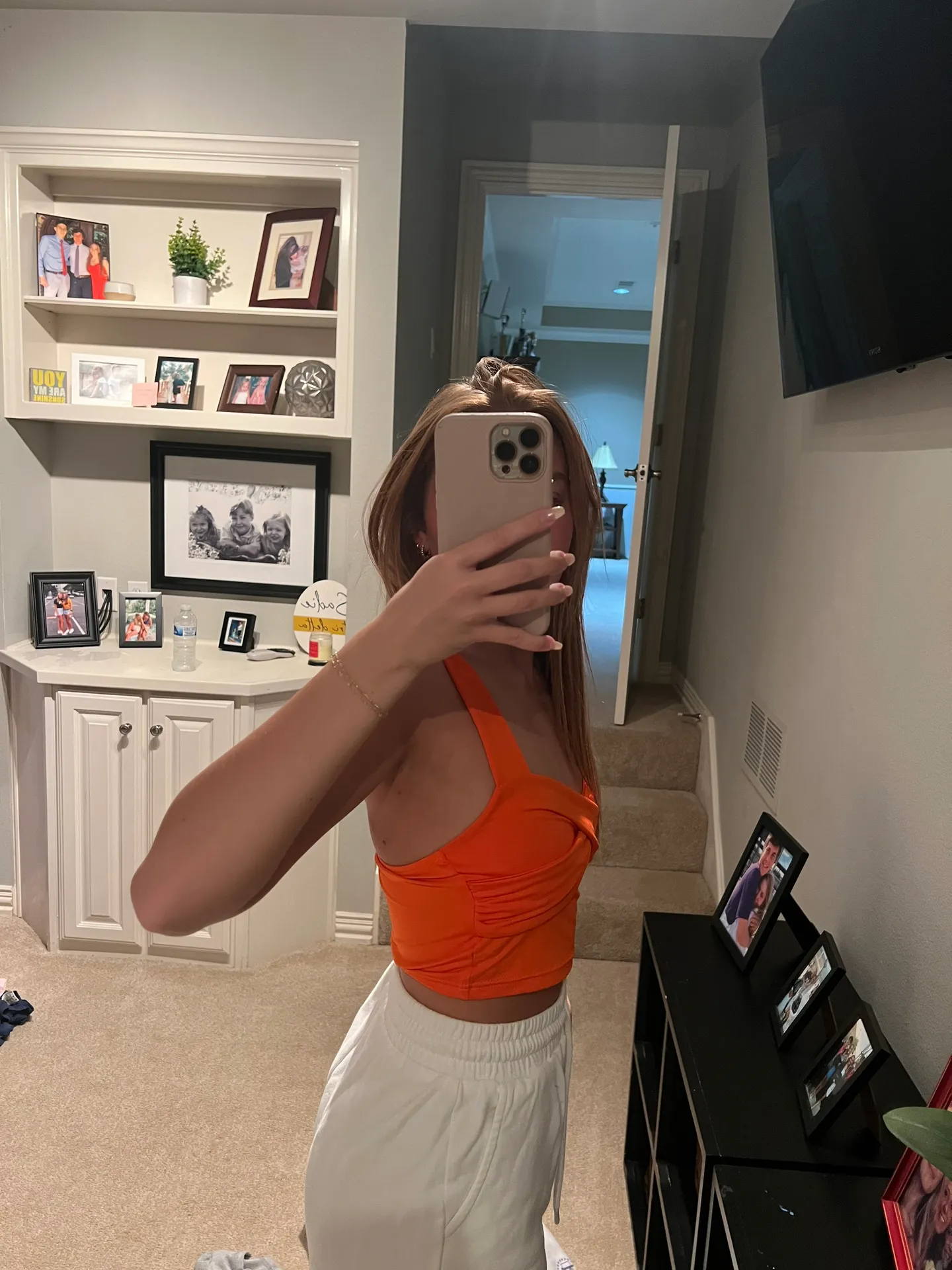 Bright Orange Cotton Crop Top - Image 5