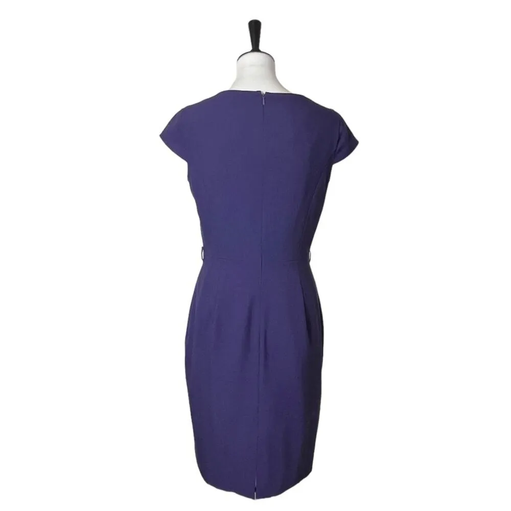 Calvin Klein Dress Sheath Pencil Drape Neck Cap Sleeve Purple Women’s Size 4 - Image 4