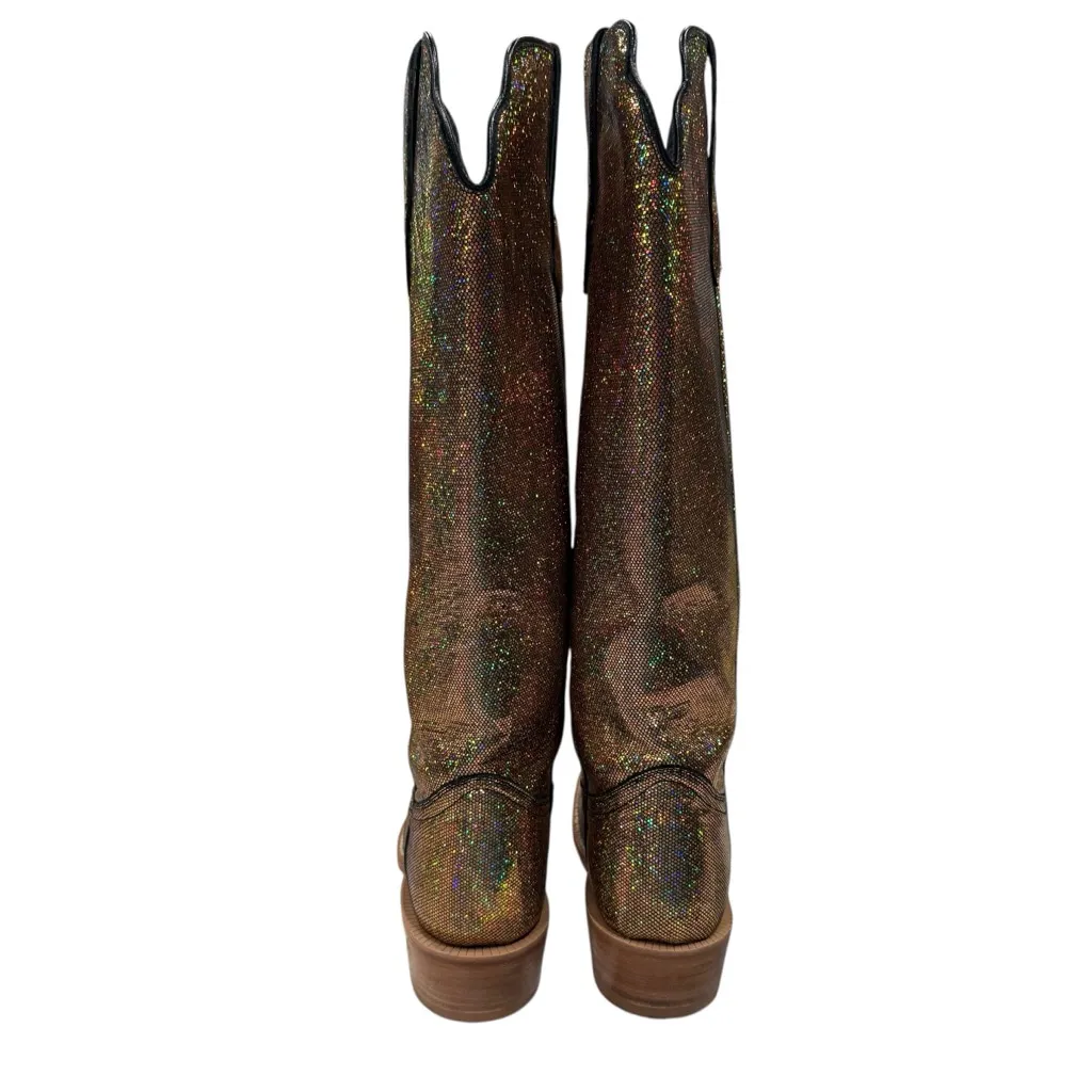 R Watson Disco Fever Gold Holographic Leather Western Boots Womens 7B Size 7 - Image 4