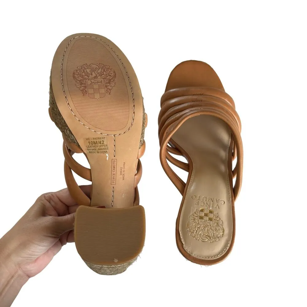 Vince Camuto Women's Patrest Raffia Platform Sandal Heeled Light Cognac Size 10 - Image 8