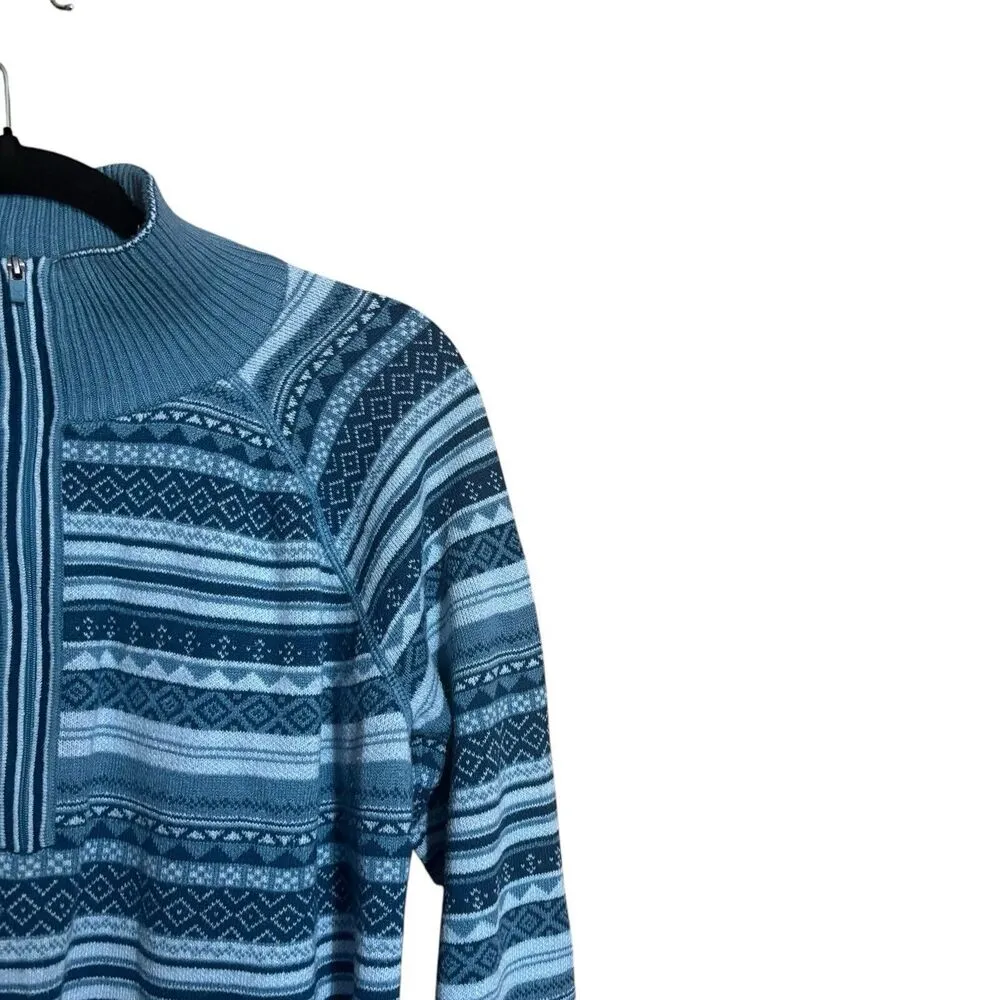 Eddie Bauer Sweatshirt Womens Large Multicolor Stripe Stretch 1/4 Zip Blouse - Image 3