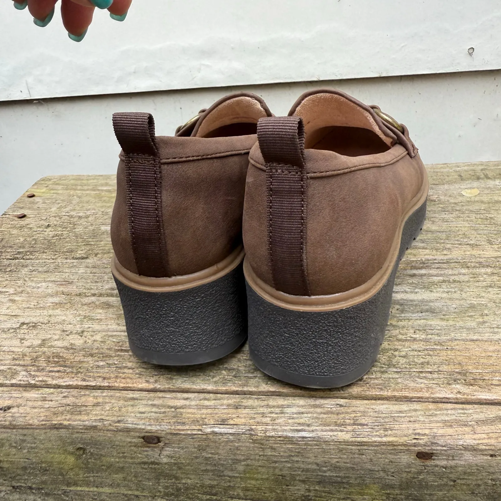 Naturalizer Soul Joyla Platform Lug Wedge Loafers Brown Synthetic Loafer 7.5M Size 7.5 - Image 7