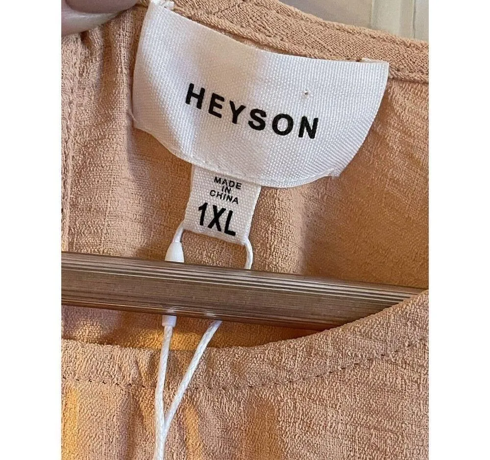 Heyson Womens Boho Ruffled Tunic Top Plus Sz 1X NEW Peachy/Nude Color - Image 3