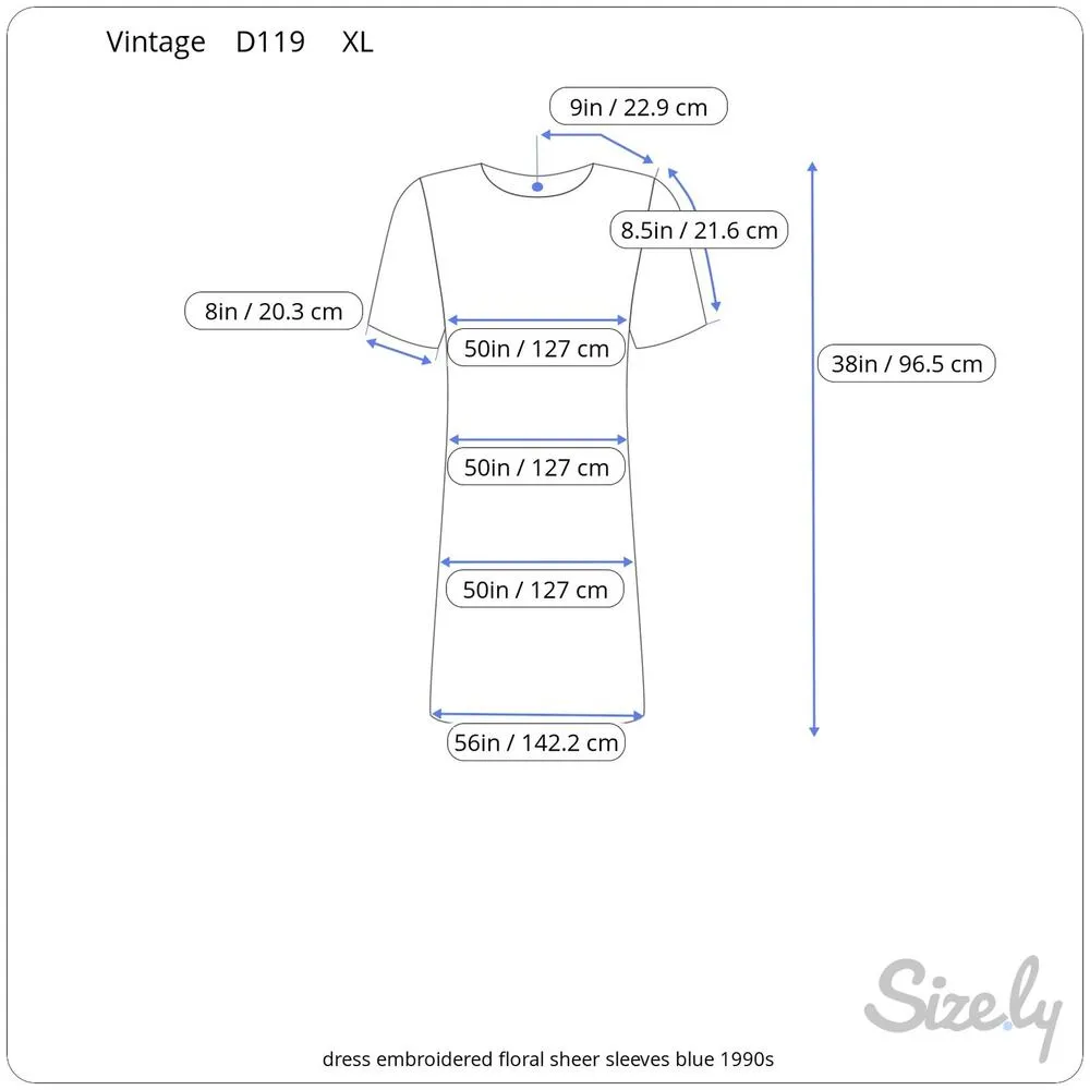 Vintage house dress frolicking embroidered pocket hourglass green blue Size L - Image 9