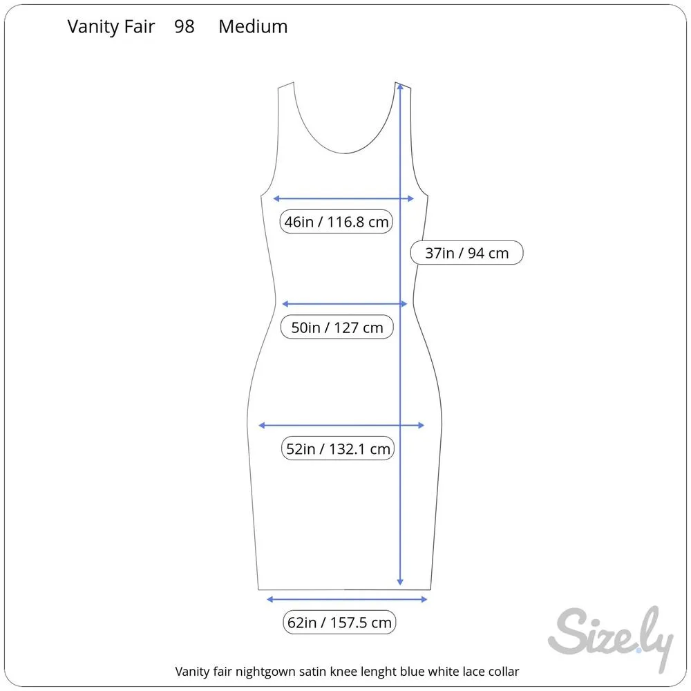 Vanity fair nightgown satin knee lenght blue white lace collar - Image 2