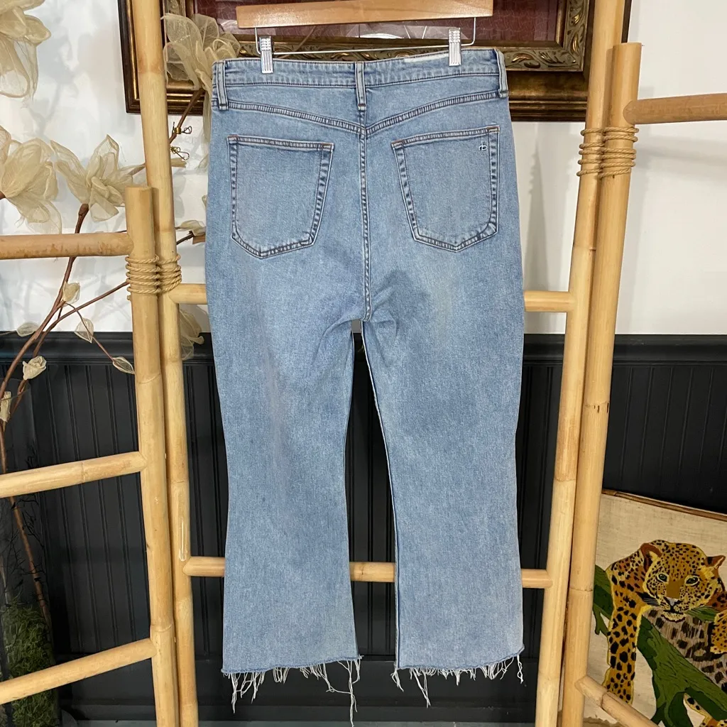 Rag & Bone Casey High-Rise Ankle Flare Jeans Raw Hem in Lucy Mid Wash Sz 31 🧡🎀 - Image 8
