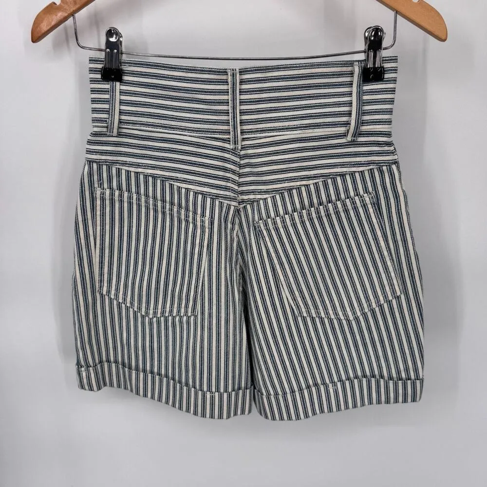 Vintage Bennini High Waisted Shorts Womens 5/6 Blue White Railroad Stripe Cotton Size undefined - Image 6