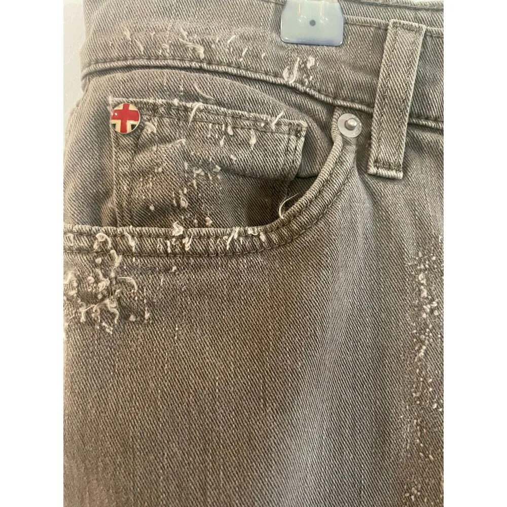 HUDSON Jeans Riley Crop Relaxed Straight Loden Green Destructed Jeans size 27 - Image 5