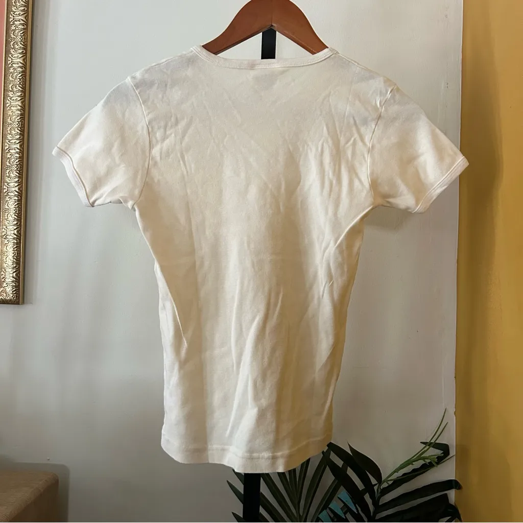 Madhappy Shrunken Tee Holographic Logo T-Shirt Cream Crewneck Short Sleeve Sz S - Image 3