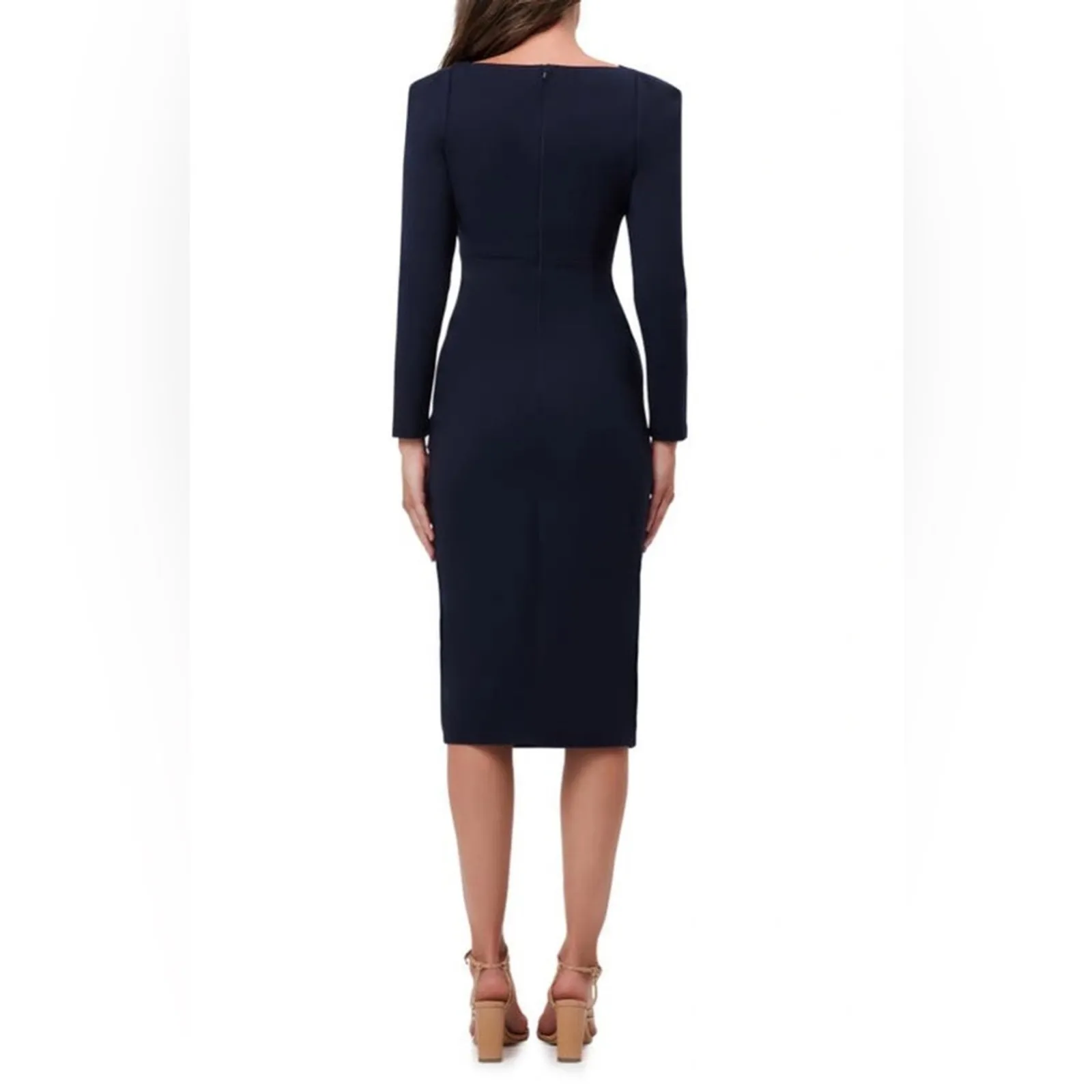 Elliatt Scarlette Navy Cutout Neck Long Sleeve Sheath Bodycon Midi Dress XS - Image 6