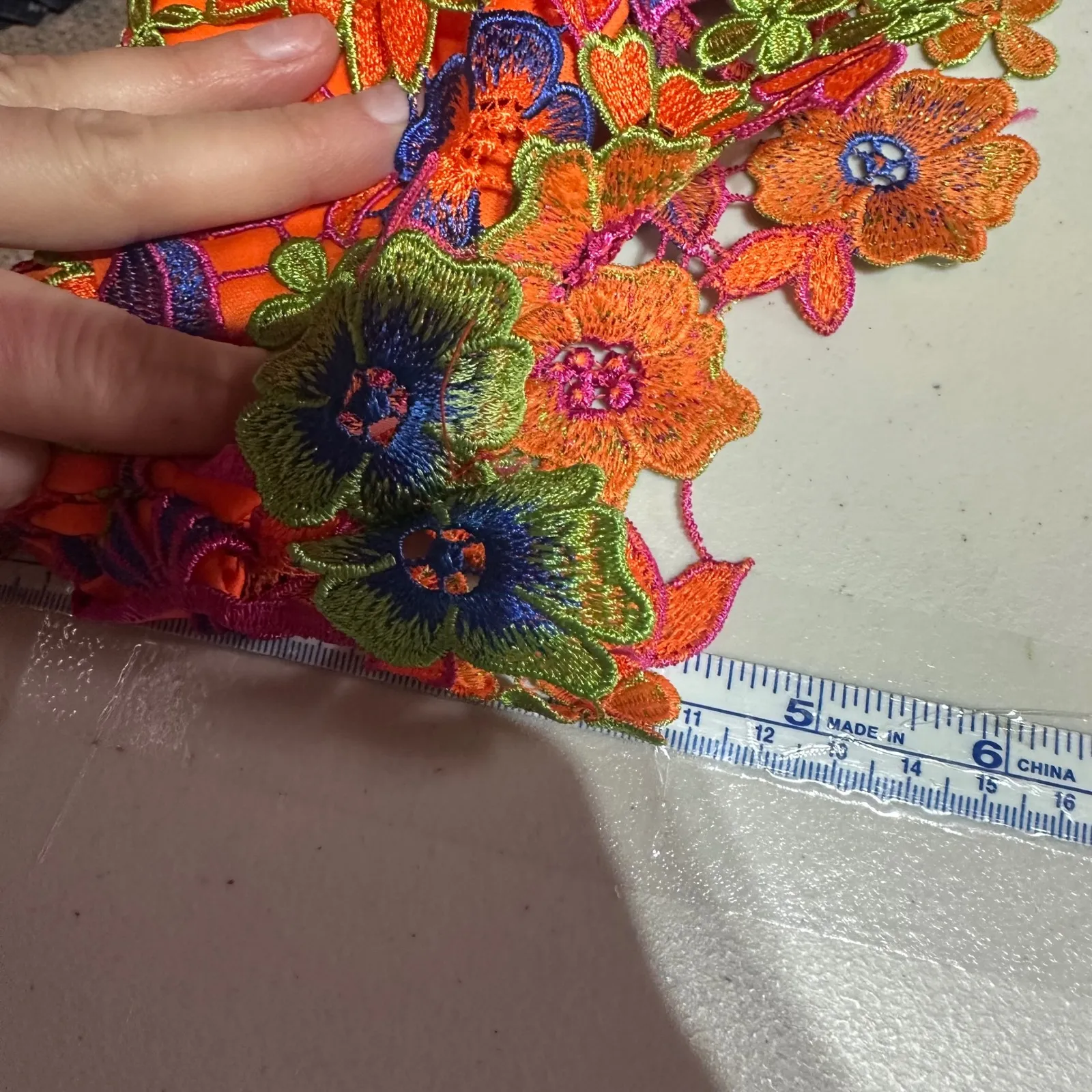 Akira Iris Orange Floral Embroidered Lace Shorts Size S Hot Pants Party Colorful - Image 10