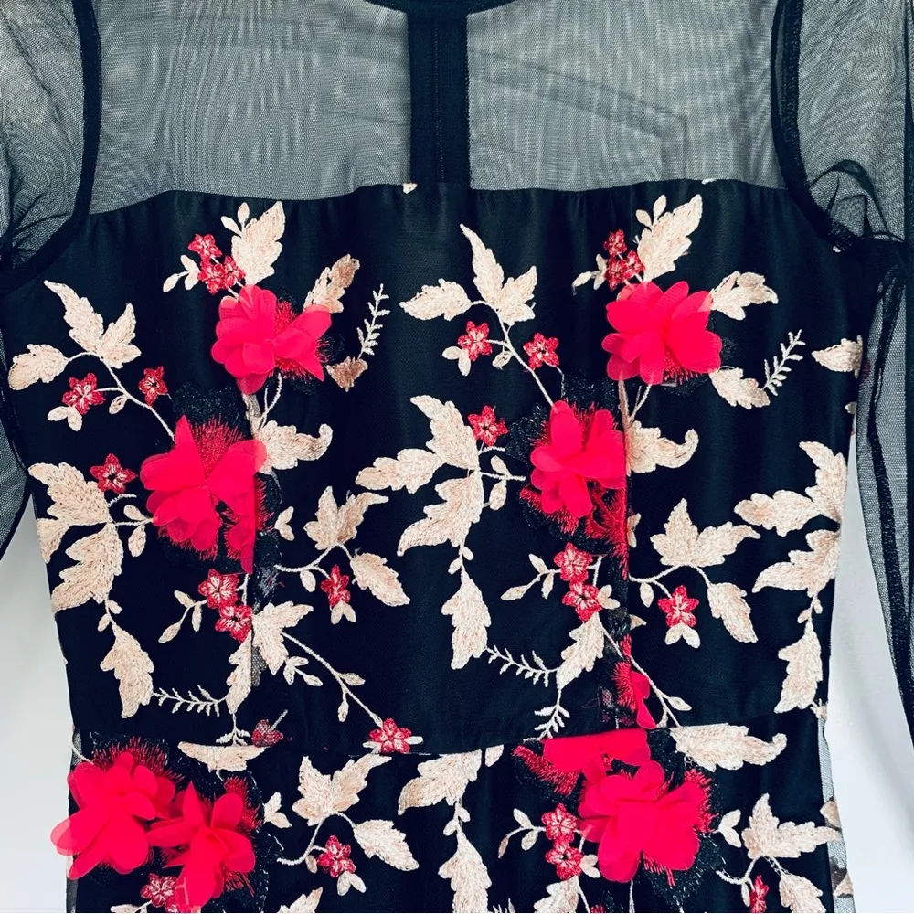 NWOT Alex Marie Embellished Tulle Floral Embroidered Maxi Gown Dress | Size 4 - Image 4