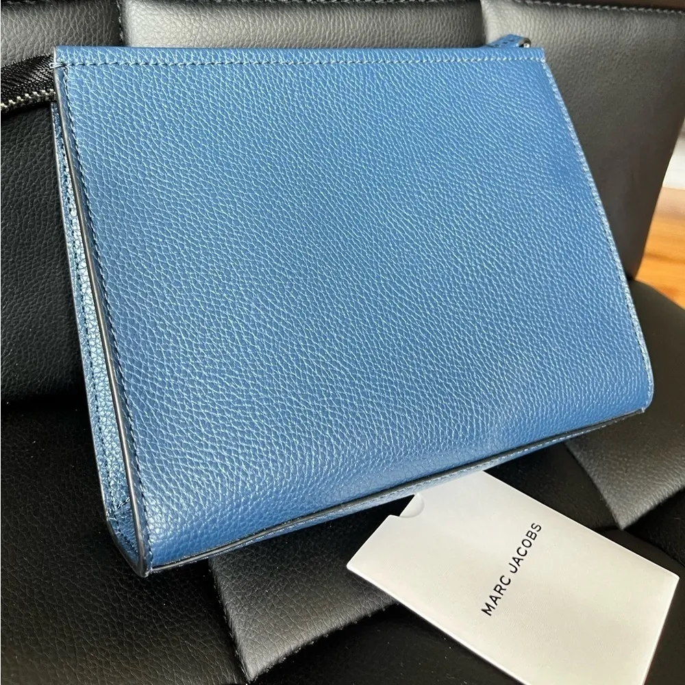 Marc Jacobs Azure Blue Leather Clutch Wallet Silver Hardware NWT - Image 5