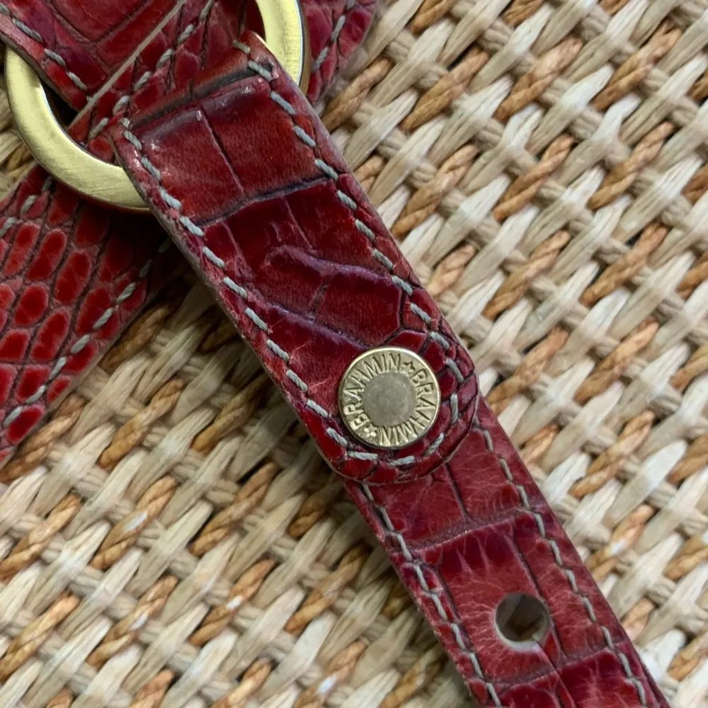 RARE🔥Authentic BRAHIM vintage croc leather zip top shoulder bag - Image 2