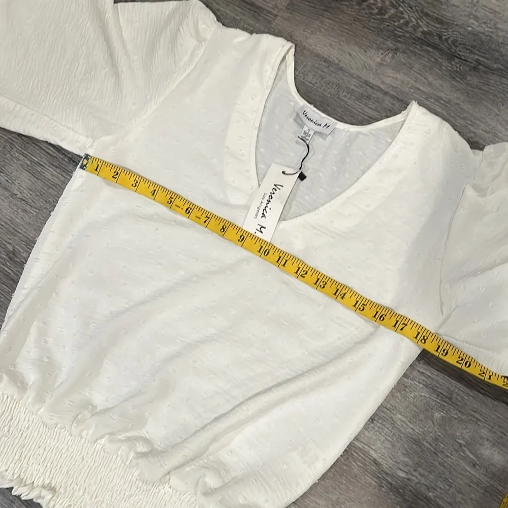 Veronica M NWT Swiss dot White Textured Women's Top - S - Image 7
