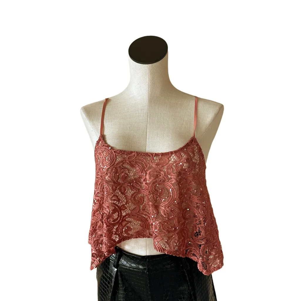NWOT Free People NWOT Best Idea sequin cami in rose - Image 7