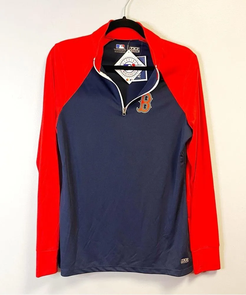 MLB Boston Red Sox Ladies 1/4 Zip Pullover Sz L NWT Navy Blue w/ Chest Logo Size L - Image 2