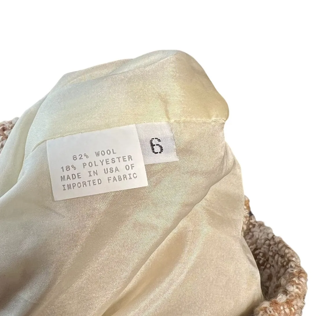 Peter Som for Bergdorf Goodman Tweed Boucle Skirt Wool‎ Beige Tan Size 6 - Image 9