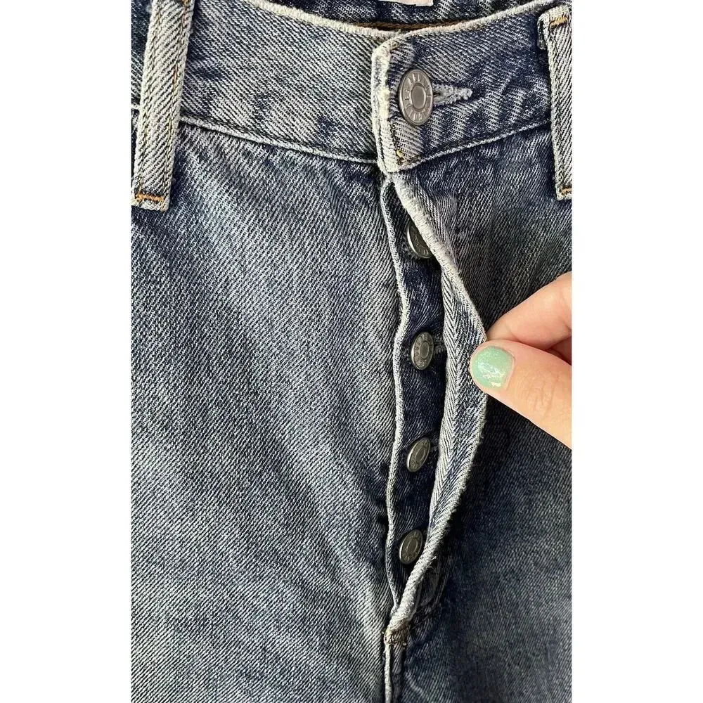 Agolde NWT Womens Riley High Rise Straight Crop Distressed Jeans Size 28 Denim - Image 7