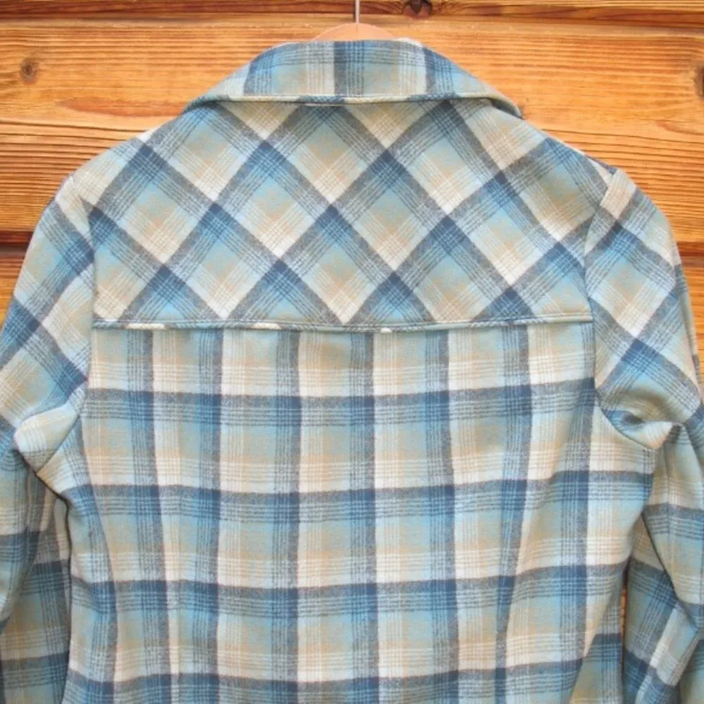 Green Plaid Wool Shirt Top - Image 5