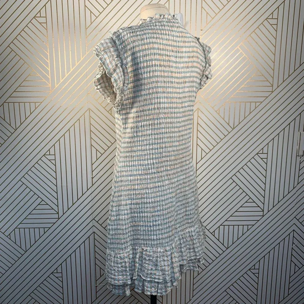 Veronica Beard Cici White‎ Seersucker Smocked Mini Dress Ruffle Hem Size 12 NWT - Image 10