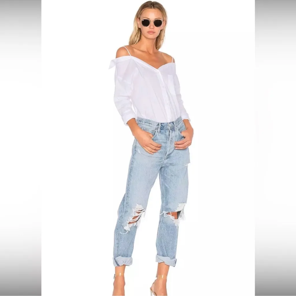 Agolde Women’s 90’s Jean Mid Rise Loose Fit Distressed Jeans Fallout Wash Sz 25 - Image 12