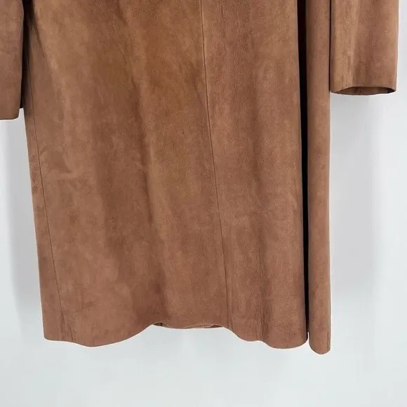 Vintage Montgomery Ward 1950s Suede Longline Jacket Coat Small medium lined Brown - Image 11