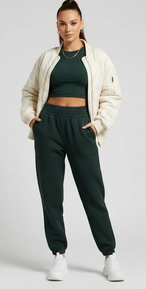 YPB by Chico's Women's Black neoKNIT Jogger Pants Size Small High Waist Pull On Green - Image 1