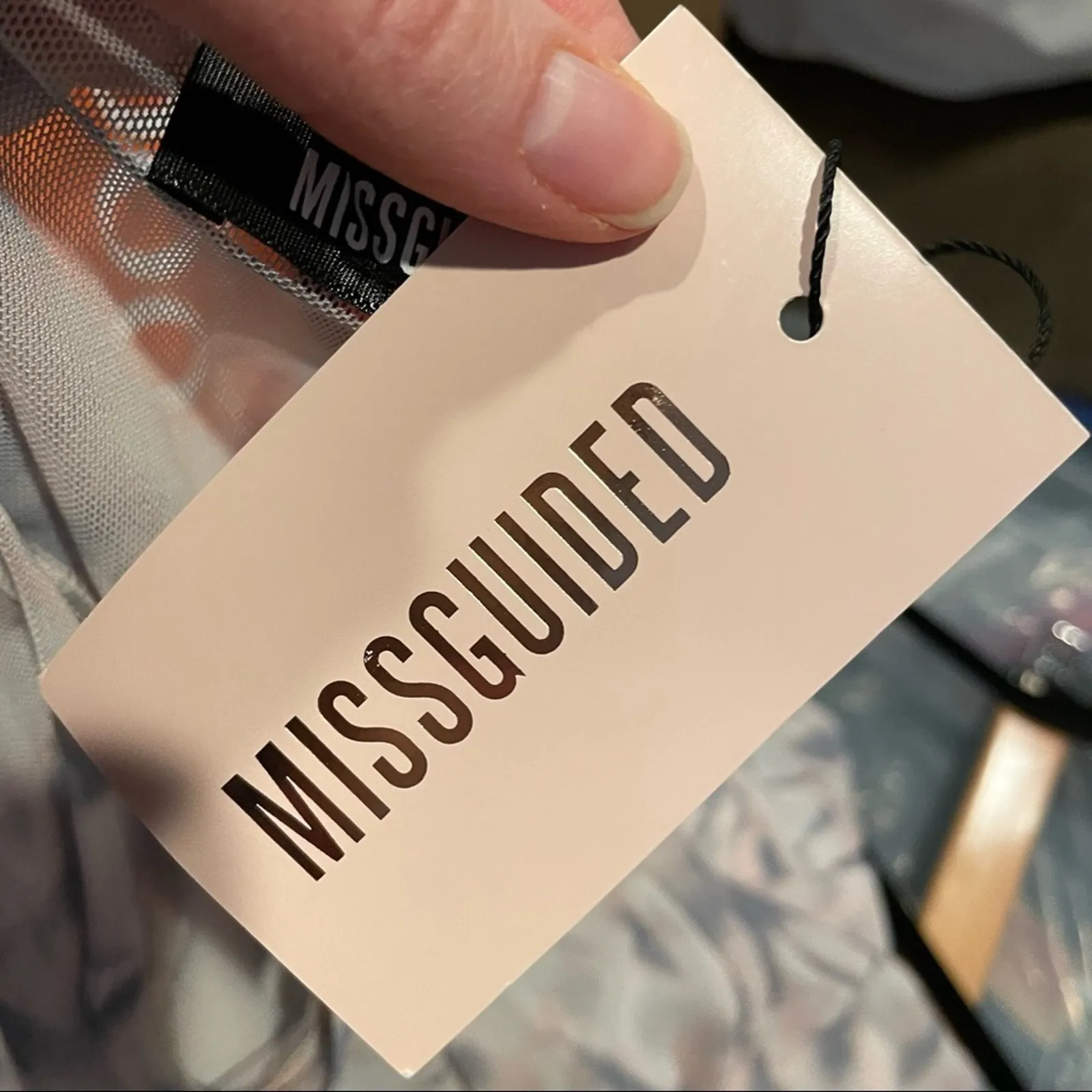 Misguided Sheer Grey Tie Dye Long Sleeve Mini Dress Womens 2 Cover Up Swim - Image 6