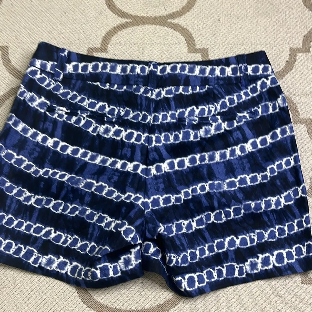 J. Crew Womens Size 4 Linen Cotton Blend Tie Dye Printed Chino Shorts Blue 1664 - Image 11