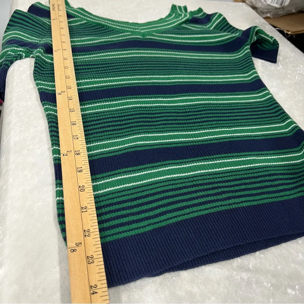 United Colors Of Benetton Off-Shoulder Green & Navy short sleeve Sweater size M - Image 6