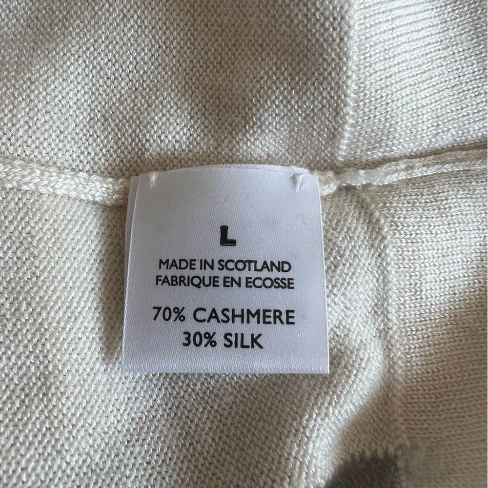 Maus & Hoffman Gray Cream Cashmere Silk 3/4 Sleeve Sweater Top L Size L - Image 9