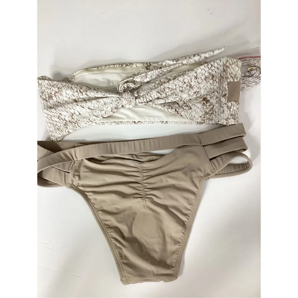 New. PQ taupe and bone bandeau bikini. M-top/S-bottom. Retails $168 - Image 11