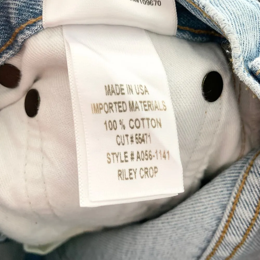 Agolde Riley High Rise Distressed Slim Straight Crop Jean Clear Skies Size 23 - Image 9