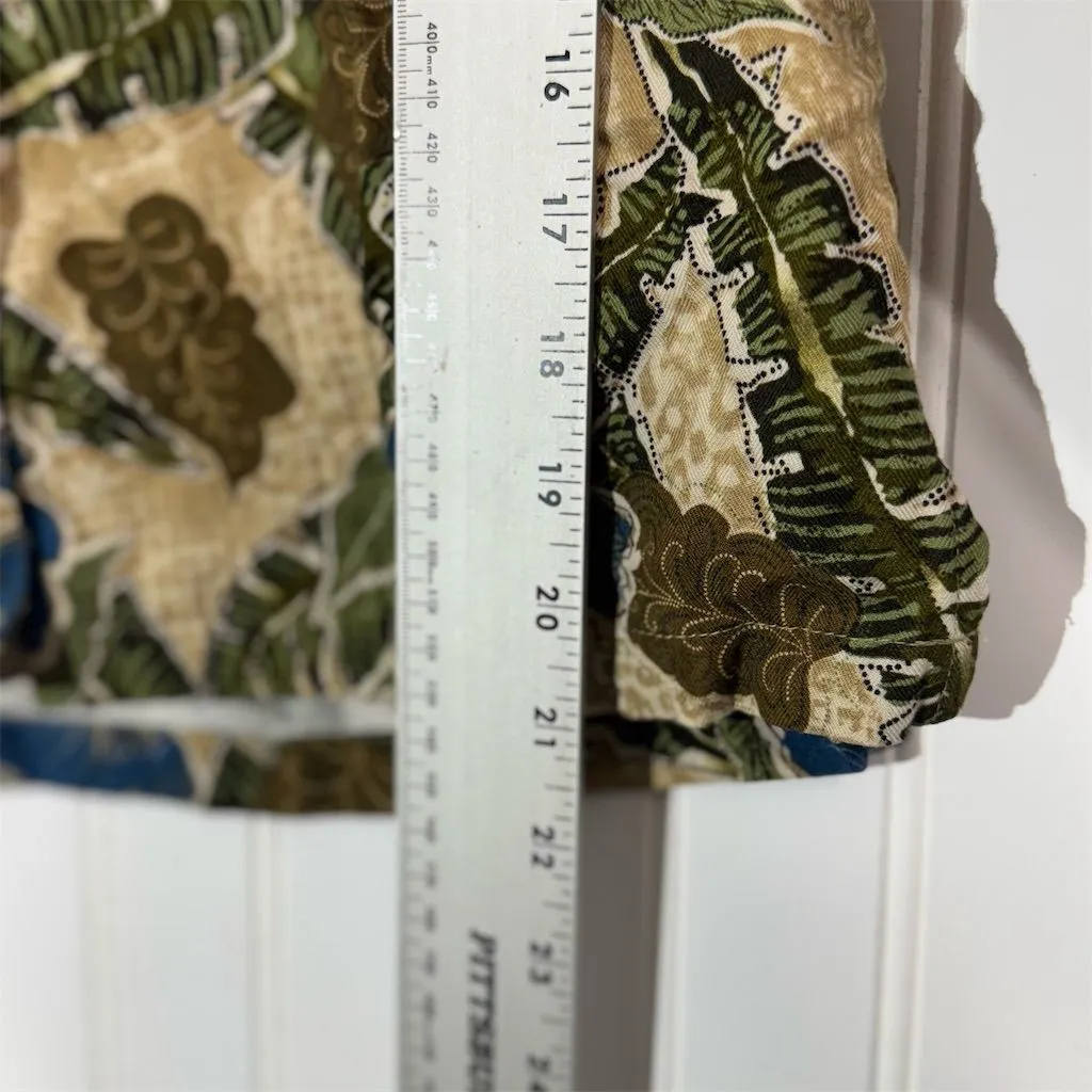 Marsh Landing Rayon Hawaiian Shirt Small Blue Green Floral Tropical Button Up - Image 6