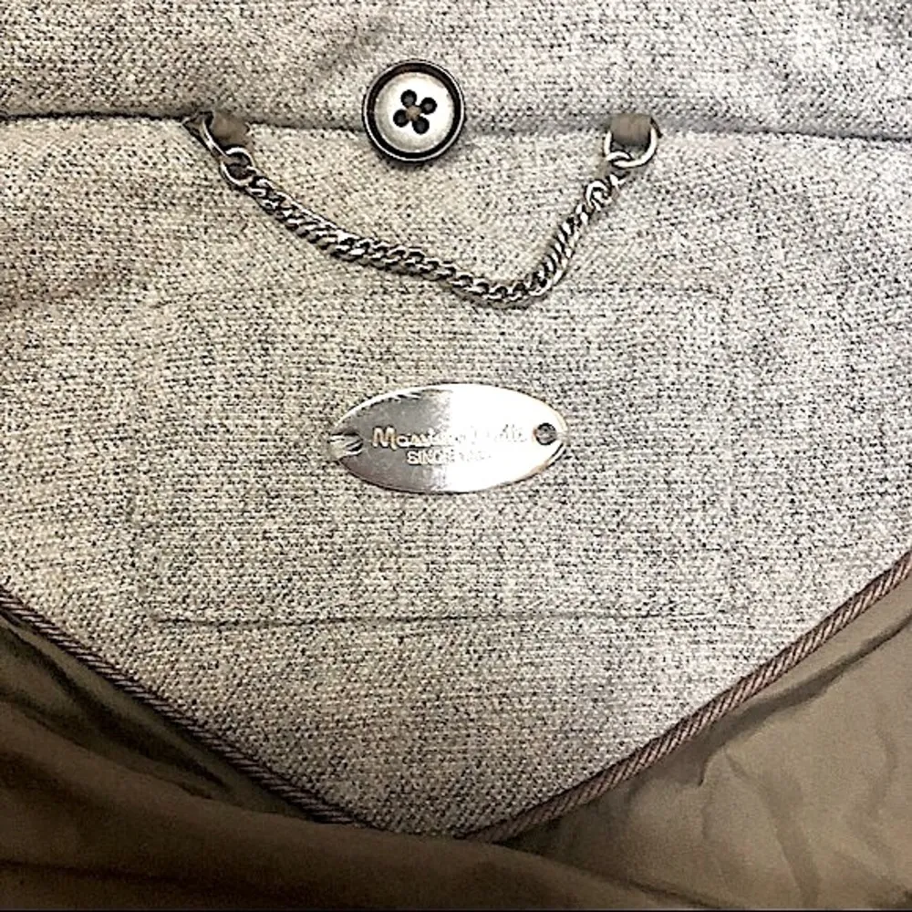 Wool Blend Bomber Jacket Snap Button Closure Light Grey sz Medium - Image 4